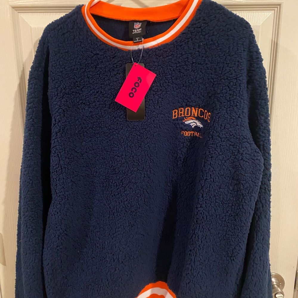 NFL Broncos Navy and Orange Crewneck Sweater